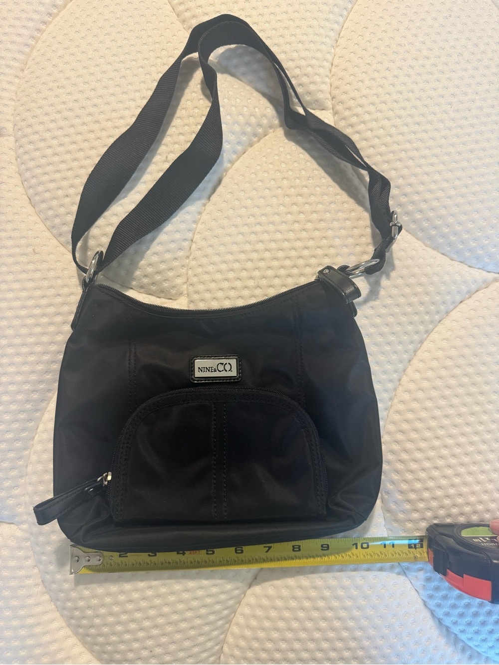 Nine & Co. Black Nylon Bag with Front Zip Pocket
